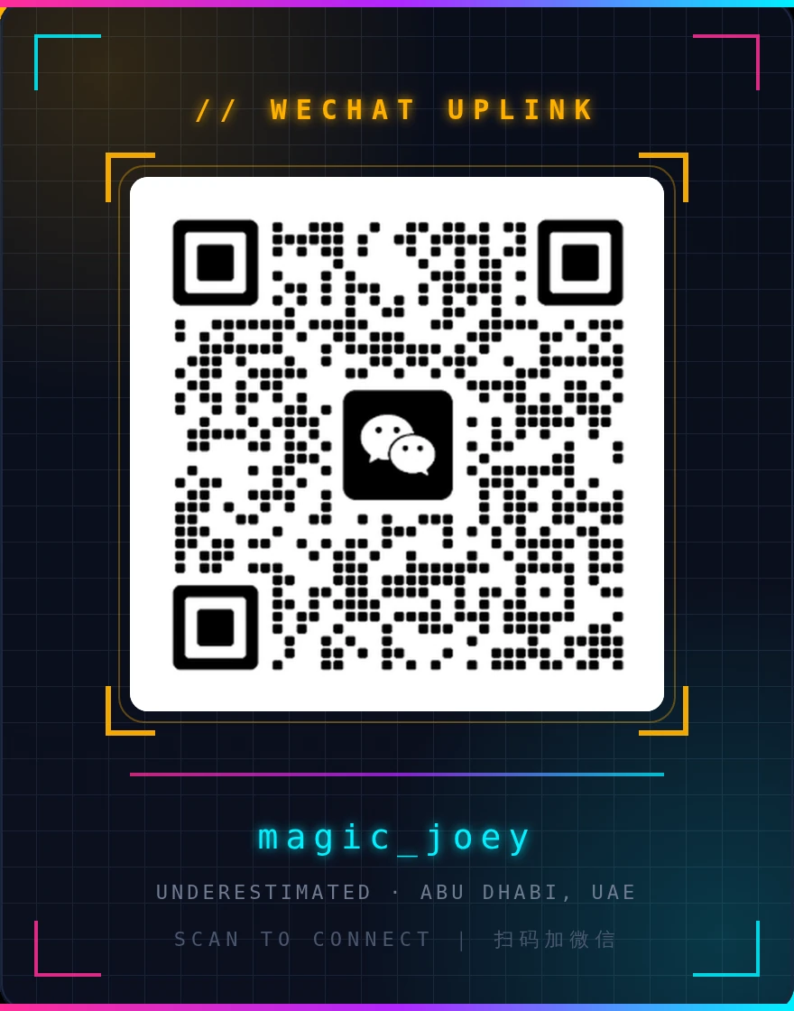 微信二维码，微信号 magic_joey